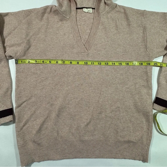 Moth Blush Pink Hooded Pullover Sweater Maroon Sleeve Cuff - Picture 5 of 5